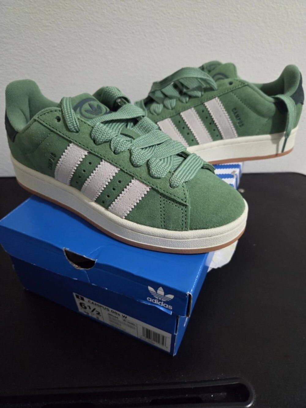 adidas Campus 00s W JR0104 Green Off White Suede Women's 6.5